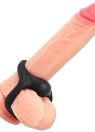 Pink silikon phallus mit schwarzem ring powering super flexibler und widerstandsfähiger penis und hodenring pr14 schwarz