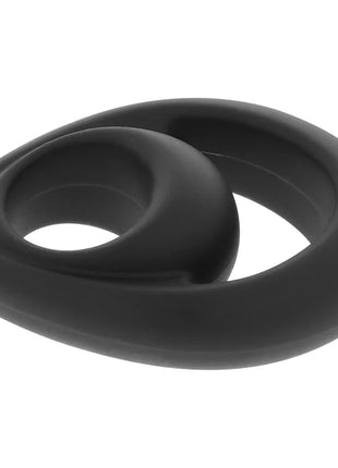 Schwarzer silikon penis- und hodenring powering pr14 mit glatter, abgerundeter form und innerem kreisförmigem loch