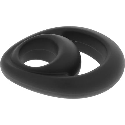 Schwarzer silikon penis- und hodenring powering pr14 mit glatter, abgerundeter form und innerem kreisförmigem loch