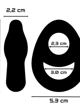 Schwarzer silikon-penis- und hodenring powering pr14 mit zentralem loch und flexibler, geschwungener aussparung
