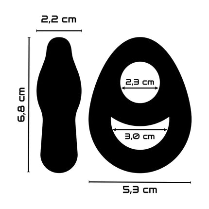 Schwarzer silikon-penis- und hodenring powering pr14 mit zentralem loch und flexibler, geschwungener aussparung