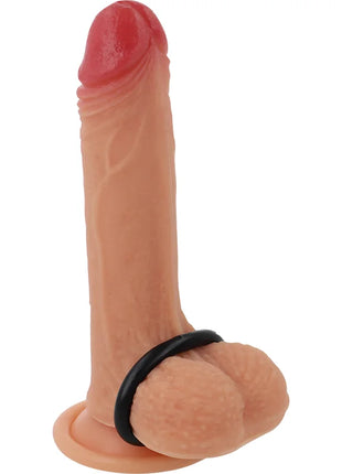 Beiger silikon-penis mit roter spitze und schwarzem penisring powering super flexibler 3,5 cm wide