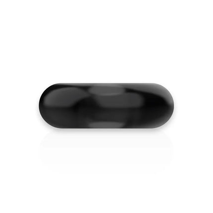 Ein sleek schwarzer kapsel-förmiger pillenbehälter für powering super flexibler und widerstandsfähiger penisring 3,5 cm