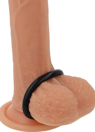 Beiger silikonphalus mit schwarzem penisring 3,5 cm base powering super flexibel und widerstandsfähig