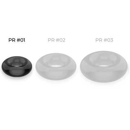 Drei durchsichtige silikonringe powering pr 01 schwarz pr 02 hellgrau pr 03 weiß super flexibler penisring 3 5 cm