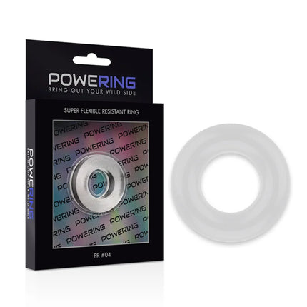 Weißer transparenter super flexibler widerstandsfähiger penisring von powering mit 3,8 cm durchmesser