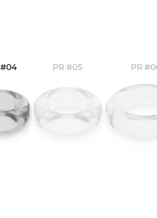 Drei klare transparente silikon penisringe powering pr04 pr05 und pr06 super flexibel und widerstandsfähig