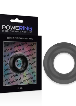 Grauer silikon penisring powering pr 04 super flexibel und widerstandsfähig 3,8 cm schwarz, rückansicht