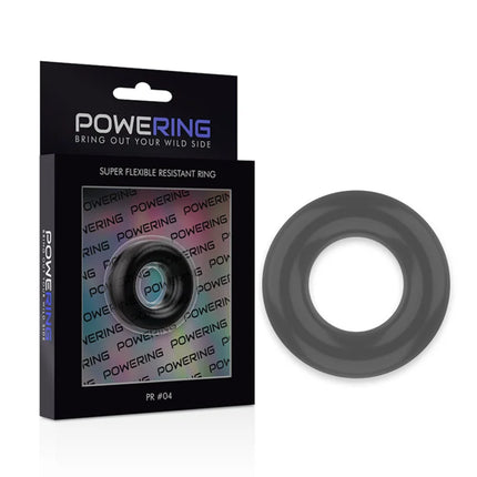 Grauer silikon penisring powering pr 04 super flexibel und widerstandsfähig 3,8 cm schwarz, rückansicht