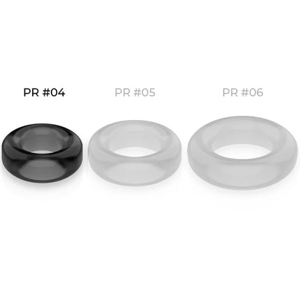 Drei silikon penisringe powering pr04 schwarz, pr05 hellgrau und pr06 weiß mit super flexibler und widerstandsfähiger eigenschaft