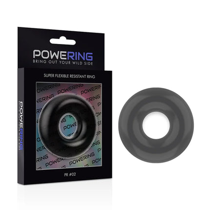 Schwarzer powering flexibler und widerstandsfähiger penisring 4,5 cm mit glänzender oberfläche