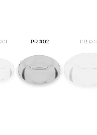 Klarer ovale contactlinsenbehälter mit glänzender oberfläche und dezenter eingravur für powering penisring 4,5 cm