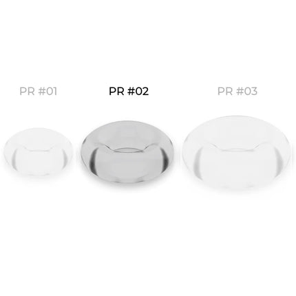 Klarer ovale contactlinsenbehälter mit glänzender oberfläche und dezenter eingravur für powering penisring 4,5 cm