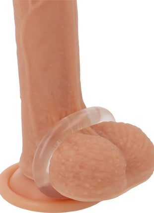 Peachfarbener silikon dildo mit klarem transparentem penisring 4,5 cm super flexibel und widerstandsfähig