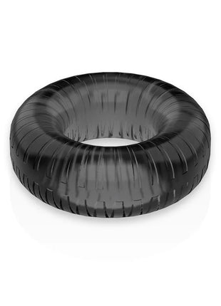 Schwarzer Powering Penisring mit super flexiblem, widerstandsfähigem Material und profiliertem reifenmuster
