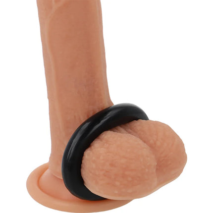 Beiger silikon phallustoy mit schwarzem penisring powering super flexibler und widerstandsfähiger penisring 4,8 cm