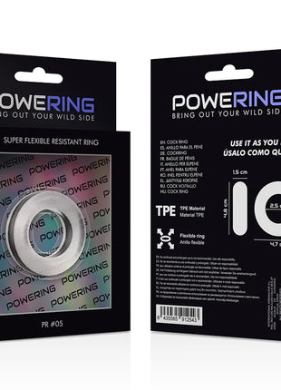 Powering super flexibler und widerstandsfähiger penisring pr05 aus tpe in schwarz mit 1,5 bis 2,5 cm durchmesser und 4,7 cm länge in eleganter verpackung