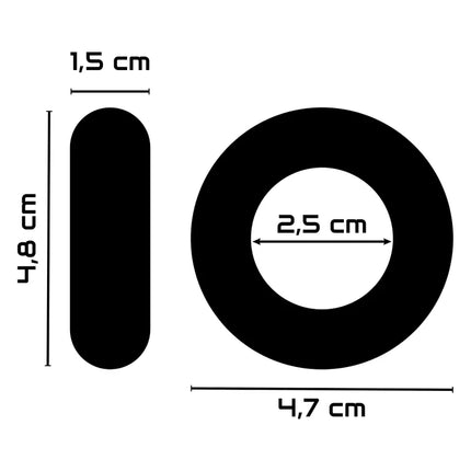 Schwarzer super flexibler und widerstandsfähiger penisring powering mit 2,5 cm innendurchmesser und 4,7 cm außendurchmesser