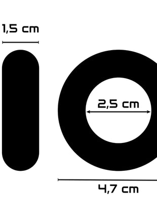 Schwarzer flexibler gummiring powering penisring 4,8 cm hoch mit 2,5 cm innen- und 4,7 cm außendurchmesser