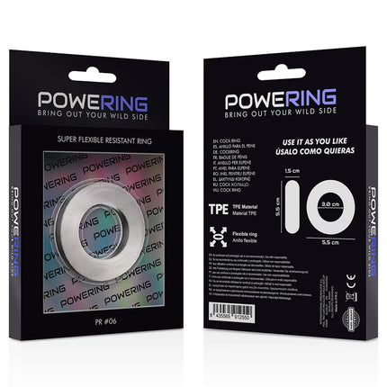 Silberner flexibler tpe penisring in schwarzer powering verpackung super flexibel und widerstandsfähig 5,5 cm klar