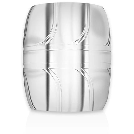 Ein silberfarbener metallischer penile ring 5 cm mit geometrischen mustern und super flexibler widerstandskraft