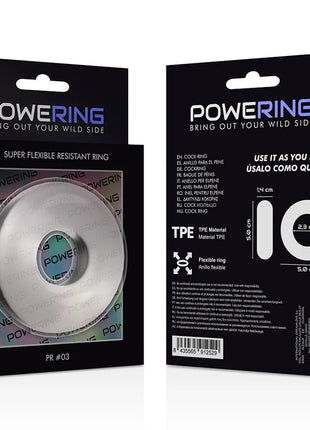 Silberner, super flexibler und widerstandsfähiger tpe penisring 5 cm in schwarzer verpackung mit powering branding