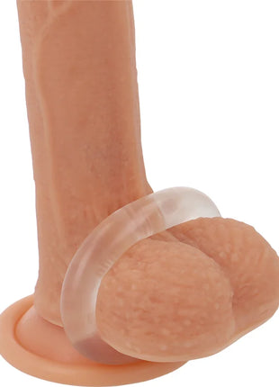 Peachfarbener silikon dildo mit klarem ring am fuß powering super flexibler und widerstandsfähiger peniskring 5cm pr03 klar