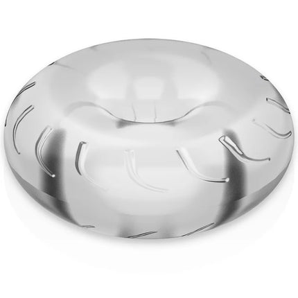 Shiny silberner metallischer donutförmiger penisring mit subtilen gravurlinien super flexibel und widerstandsfähig
