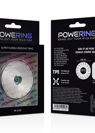 Powering super flexibler und widerstandsfähiger penisring 5cm pr08 aus tpe mit silbernem metallic finish und radialen rillen