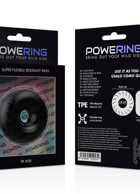 POWERING - SUPER FLEXIBLER UND WIDERSTANDSFÄHIGER PENISRING 5CM PR08 SCHWARZ - Penisring ohne Vibration