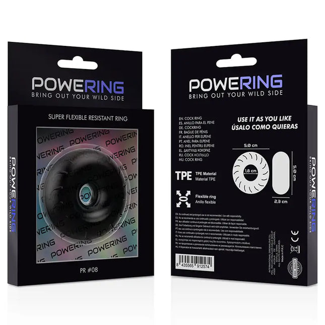 POWERING - SUPER FLEXIBLER UND WIDERSTANDSFÄHIGER PENISRING 5CM PR08 SCHWARZ - Penisring ohne Vibration