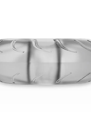 Silberne ovale pillendose mit durchsichtigem finish und geprägt reifenprofil für powering super flexibler widerstandsfähiger penisring 5cm pr08 klar