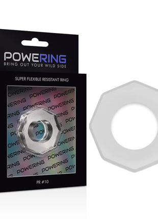 Klarer octagonal geformter powering penisring pr10 mit metallischem schimmer und flexiblem widerstandsfähigem design
