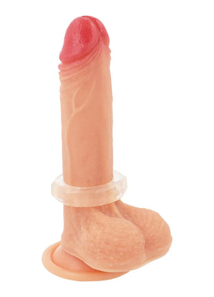Pink silikon penisring mit klarem ring und spitzem ende flexible und widerstandsfähige 5cm breite
