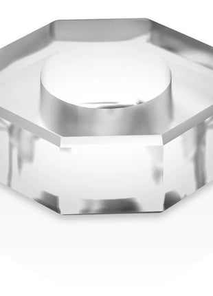 Klarer octagonaler glasinhalttintenkännchen mit poliertem facettiertem design und zentralem rundem brunnen für powering super flexibler und widerstandsfähiger penisring 5cm pr10 klar