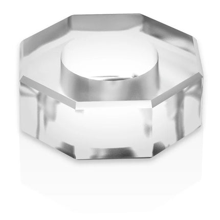 Klarer octagonaler glasinhalttintenkännchen mit poliertem facettiertem design und zentralem rundem brunnen für powering super flexibler und widerstandsfähiger penisring 5cm pr10 klar