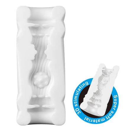 Weißer plastik erwachsenenspielzeug pretty love 3d stimulator dose modell 2 mit ergonomischem design und textur