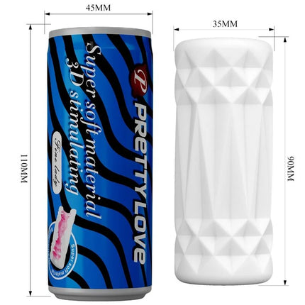 Weißer diamantstrukturierter silikonstimulator mit blauer und schwarzer gestreifter verpackung von pretty love