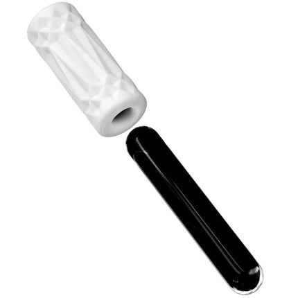 Weiß schwarzes glasrohrset mit facettiertem diamantmuster weiß für pretty love 3d stimulator dose modell 2