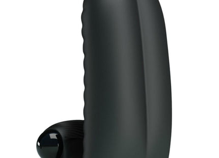 Pretty love abbott schwarzer stimulator-fingerhut aus schwarzem silikon mit gerundetem, strukturiertem griff und glänzendem knopfbasis