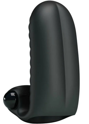 Pretty love abbott schwarzer stimulator-fingerhut aus schwarzem silikon mit gerundetem, strukturiertem griff und glänzendem knopfbasis