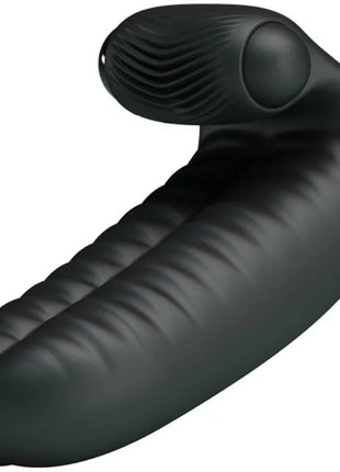 Schwarzer silikon cockring pretty love abbott mit texturierten rippen und gerundeter spitze mit konzentrischen rillen