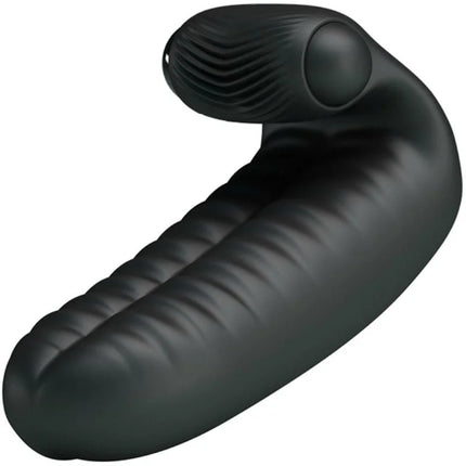 Schwarzer silikon cockring pretty love abbott mit texturierten rippen und gerundeter spitze mit konzentrischen rillen