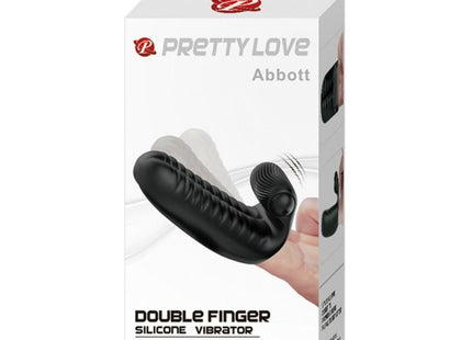 Schwarzer silikon doppel-fingervibrator von pretty love modell abbott im stimulator-fingerhut design