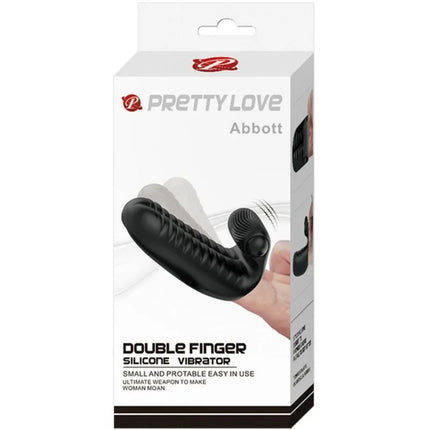 Schwarzer silikon doppel-fingervibrator von pretty love modell abbott im stimulator-fingerhut design