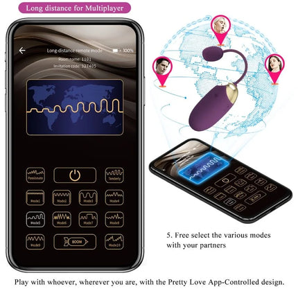 PRETTY LOVE - ABNER APP LILA - Vibrierendes Ei