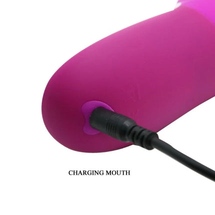 Ein lebhafter pinkfarbener silikon-ladeanschluss mit schwarzem usb-kabel im produkt pretty love adrian