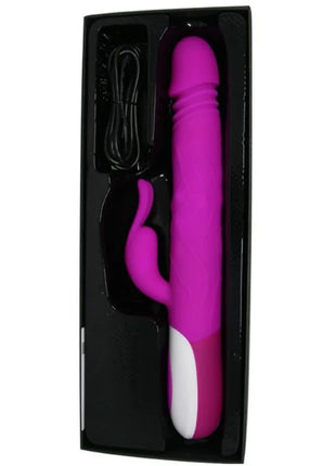 Vibrant pink und weiße silikon vibrator in Hasenform mit strukturierter grifffläche von pretty love adrian