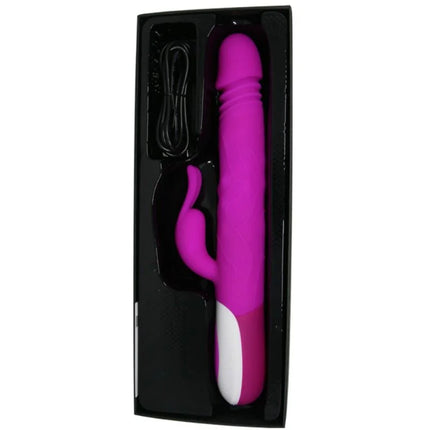 Vibrant pink und weiße silikon vibrator in Hasenform mit strukturierter grifffläche von pretty love adrian