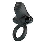 Prettylove vibrierender penisring aus schwarzem silikon mit ergonomischem design und glänzendem steuerknopf oben